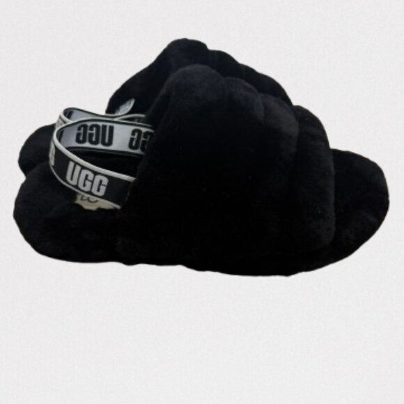 UGG Women's Black Fluff Yeah Slippers Size 6 Worn Twice - Picture 8 of 10